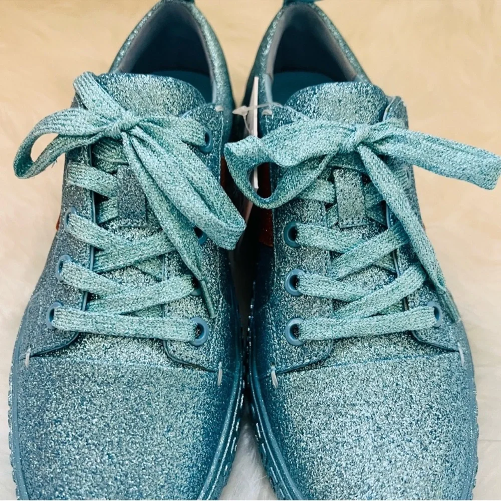 New! OPENING CEREMONY La Cienega Glitter Lace Up Platform Sneakers - Picture 8 of 16